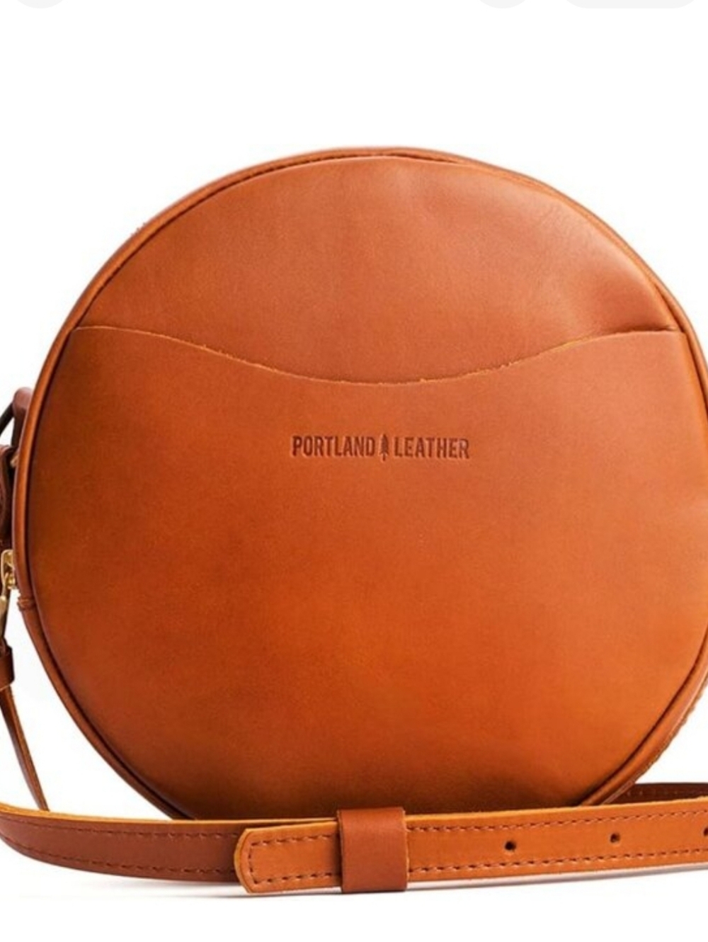 Portland Leather Round Crossbody Bag in Honey Tan Large